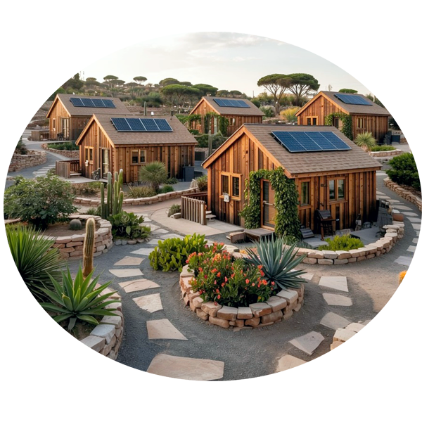 Ilustración de vivienda colaborativa para jubilados